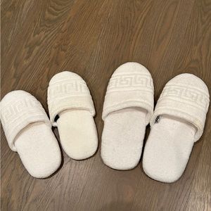 Versace, white, his and hers mule bath slippers Used in good condition